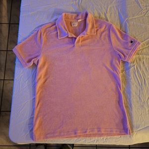 Champion Fleece Pink Polo Women Size Small Vintage Turkey